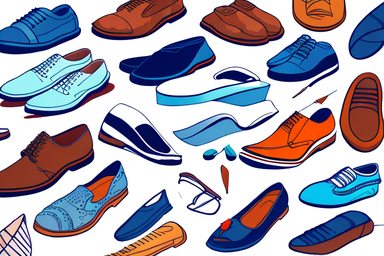 A variety of summer shoes in different colors and styles