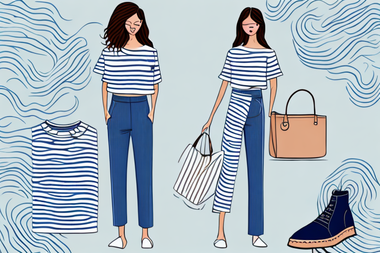 A summer casual outfit featuring stripes