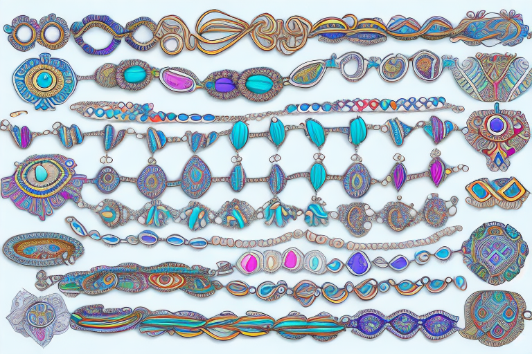 A variety of anklets in different colors and styles