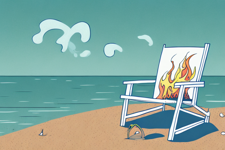 A beach bonfire with a jumpsuit draped over a chair nearby