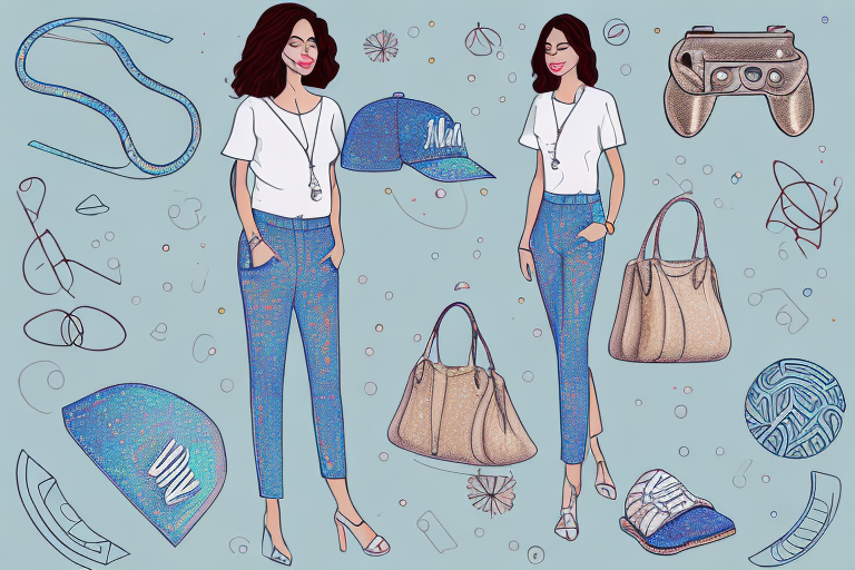 A summer casual outfit with metallic accessories