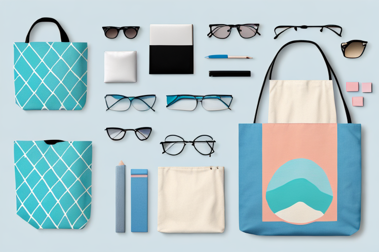 A beach tote bag in a summery color palette
