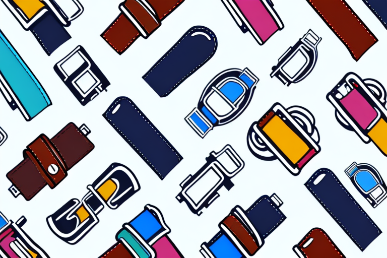 A variety of colorful and stylish belts on a white background