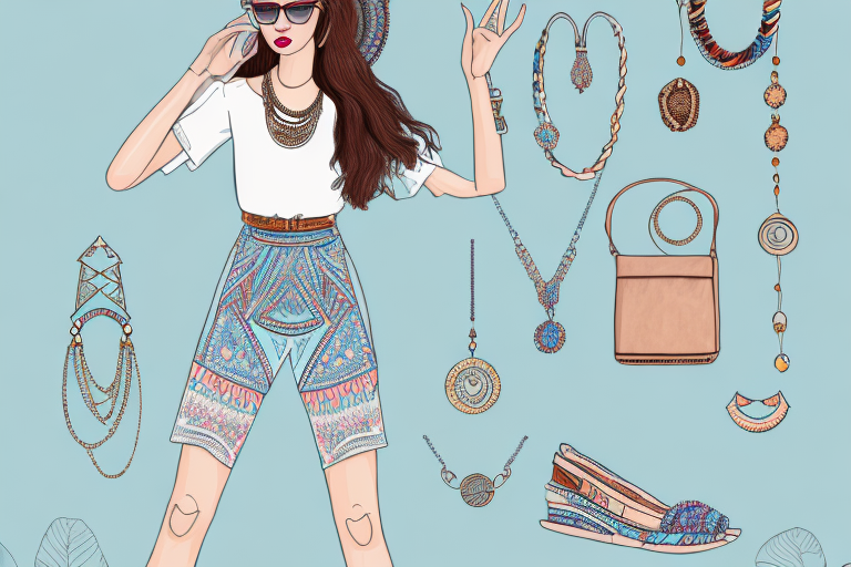 A summer casual outfit with bohemian jewelry