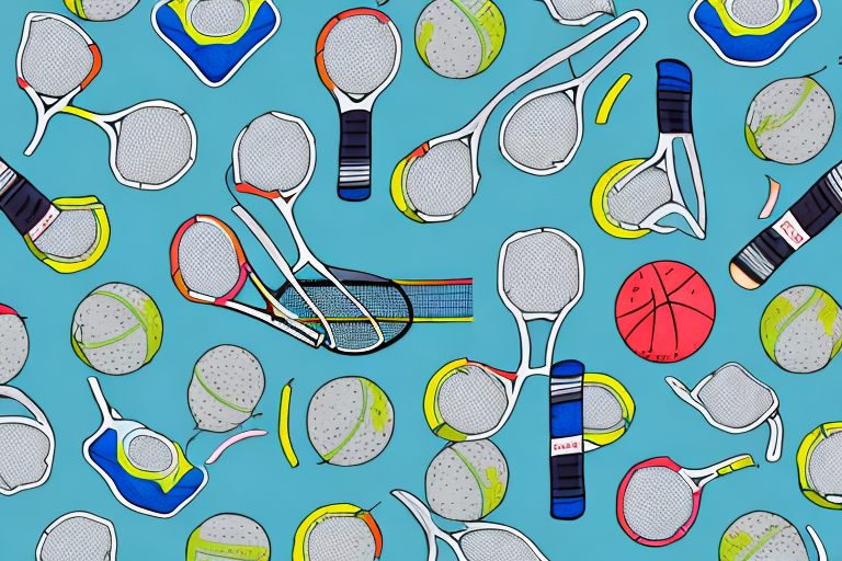 A pickleball court with various pickleball outfits in the foreground