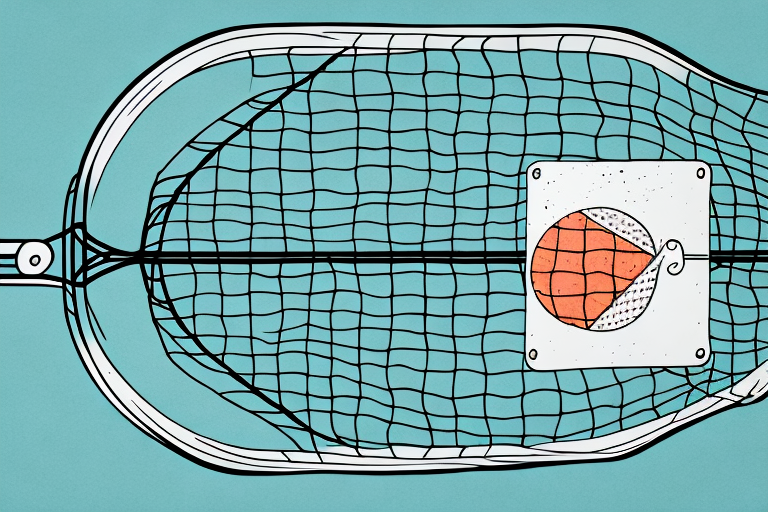A pickleball court with a hoodie hung over the net
