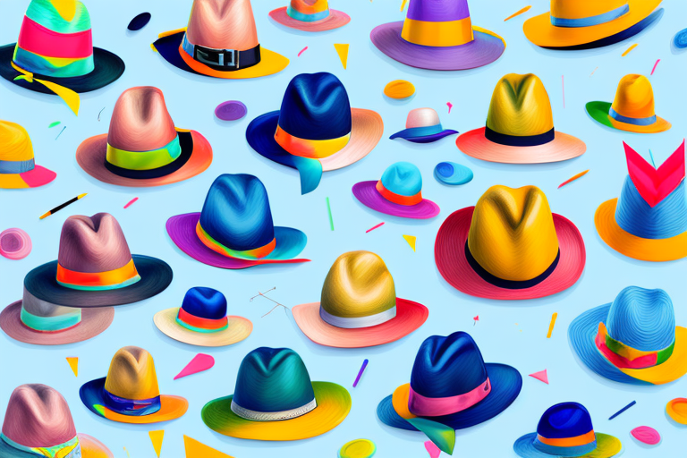 A variety of stylish hats in bright