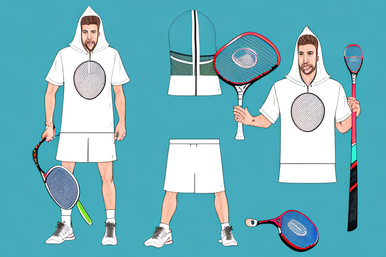 A pickleball outfit with an adjustable hood