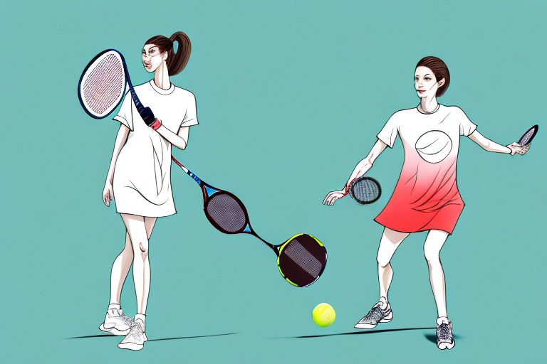 A t-shirt dress with a pickleball racket and ball