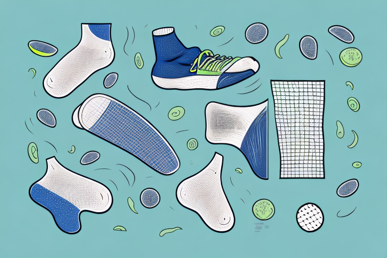A pickleball court with a pair of quick-drying socks on the side
