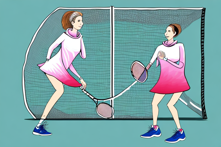 A pickleball court with a hoodie dress draped over the net