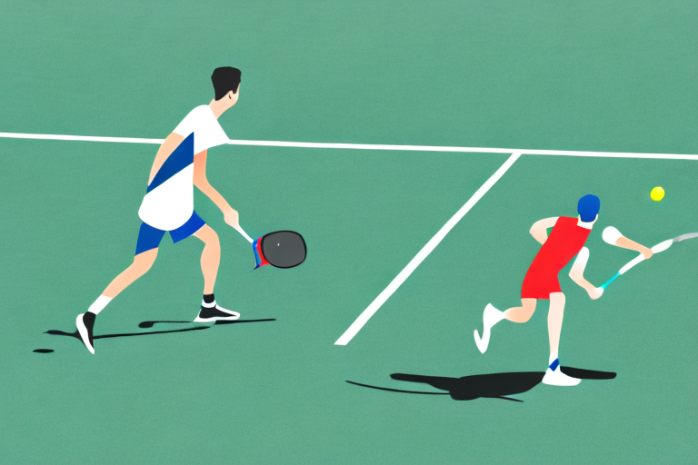 A pickleball court with a cyclist in the background