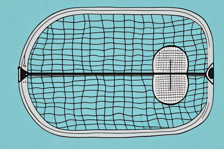 A pickleball court with a long-sleeved crop dress hanging on the net