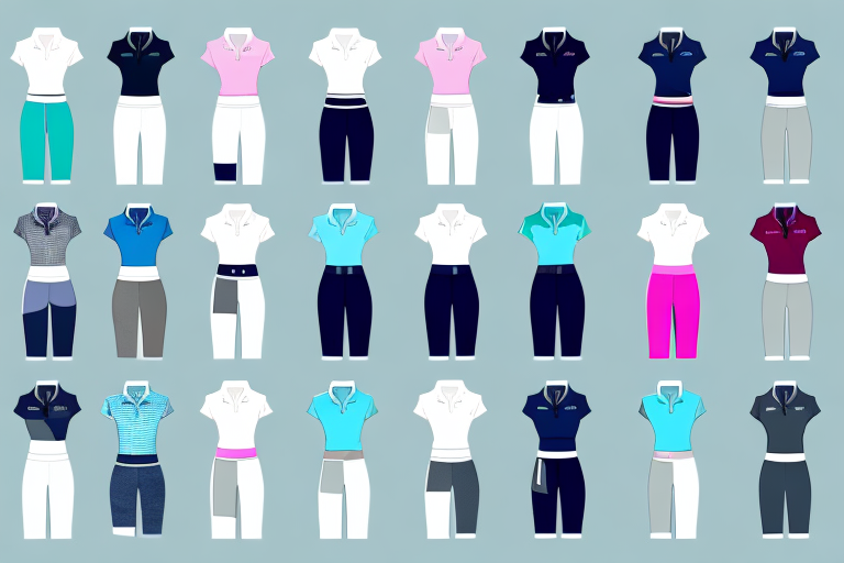 A selection of women's golf clothes