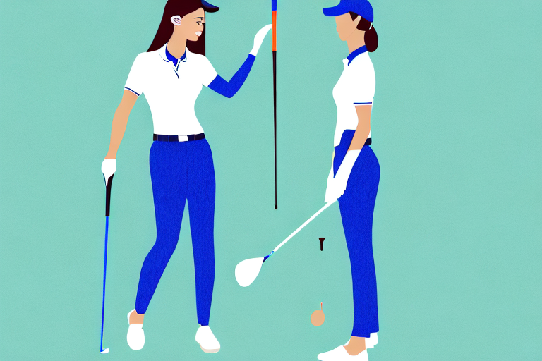 A woman wearing moisture-wicking golf clothes