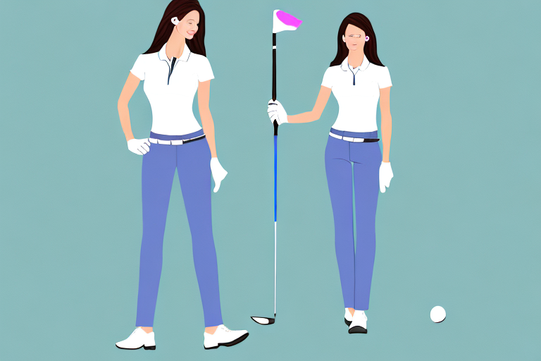 A woman's golf outfit with an adjustable waistband