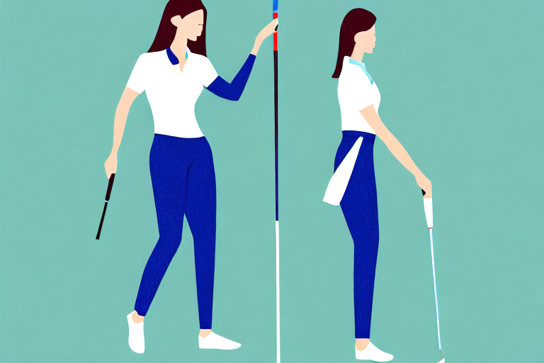A woman wearing golf clothes with a slimming effect
