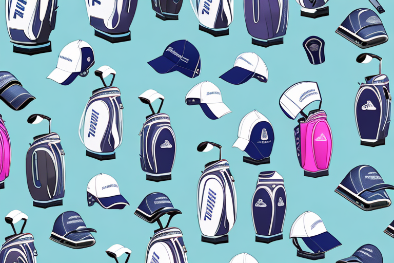 A golf bag with a selection of women's golf clothes with stretchable fabric