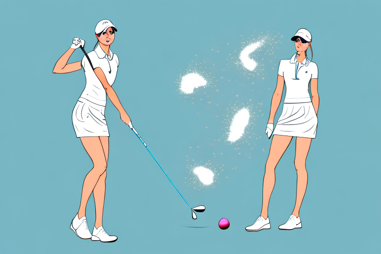 A woman's golf outfit with odor control technology features