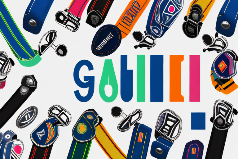 A variety of colorful golf belts
