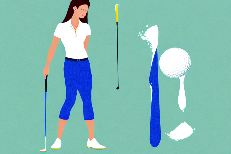A woman wearing golf clothes and moisture-wicking socks