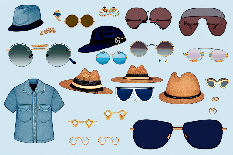 A summer outfit with accessories such as sunglasses