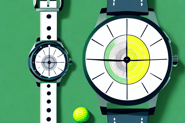 A golf course with a watch in the foreground