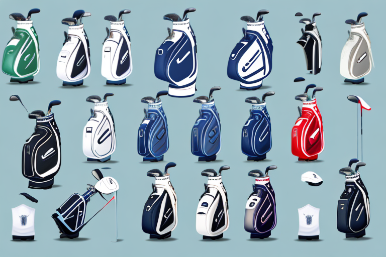 A golf bag with a selection of golf clothes