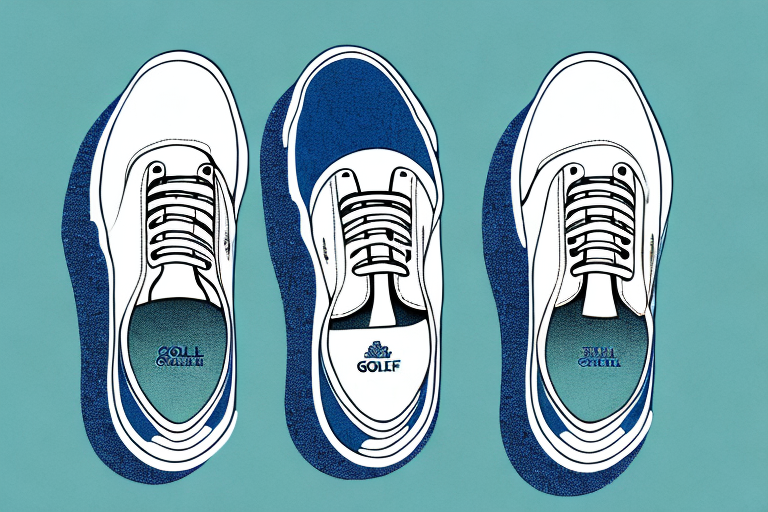 A pair of golf shoes with spikeless soles