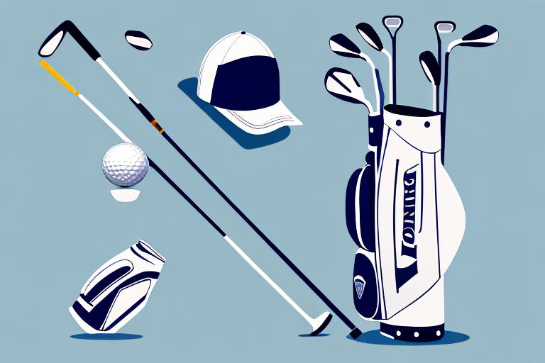A golf bag with golf clubs and golf clothes with wrinkle-release properties
