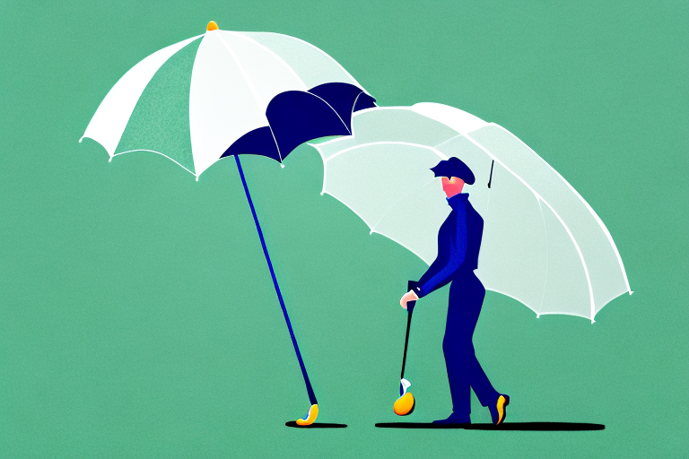 A golfer in a raincoat