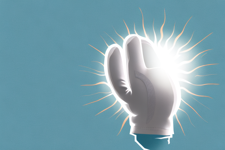 A golf glove with the sun's rays shining down on it