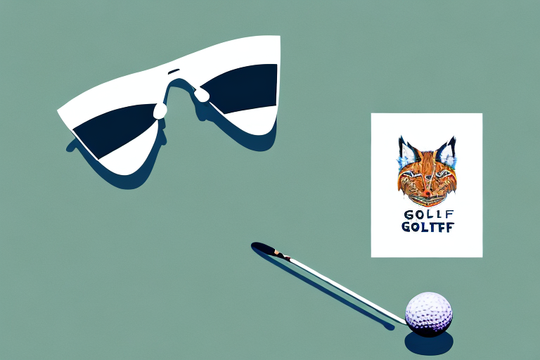A golf course with a pair of lynx women's golf sunglasses in the foreground