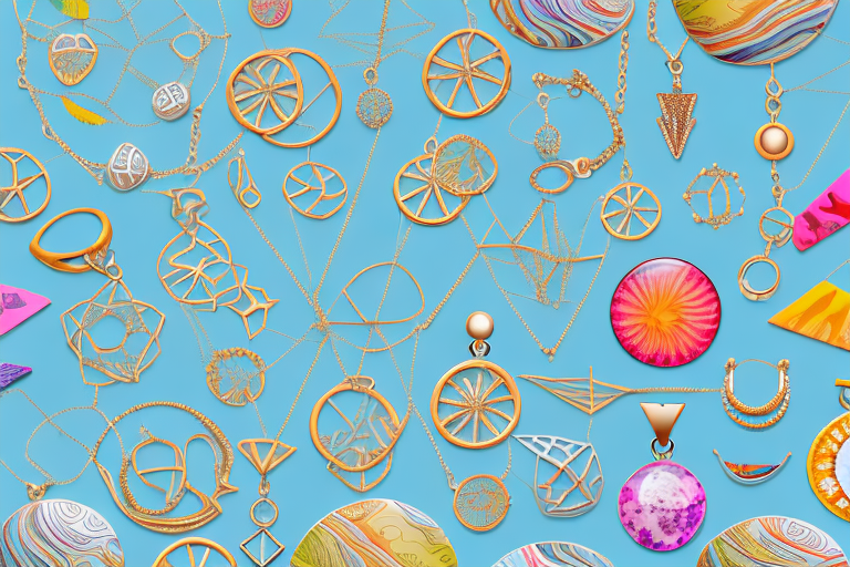 A variety of summer-themed jewelry pieces