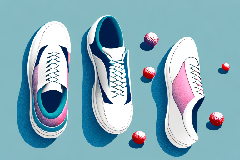 A pair of women's golf shoes with a focus on stability