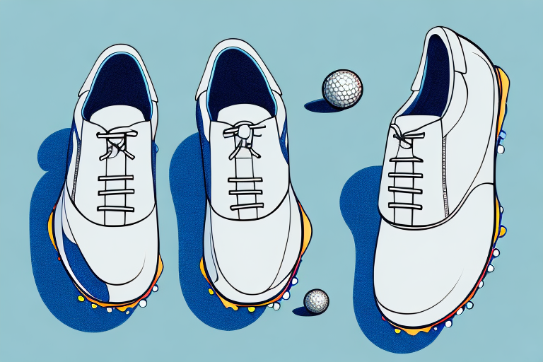 A pair of golf shoes with adjustable fit options