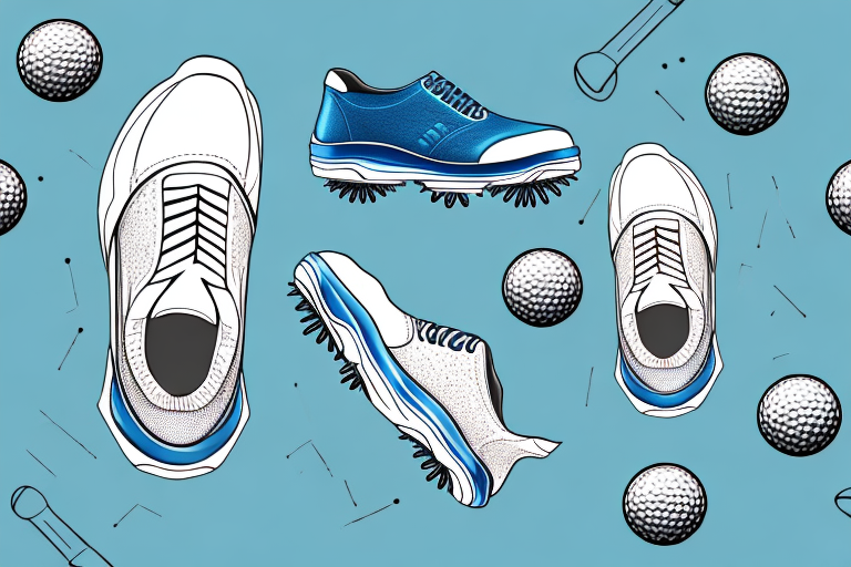 A pair of women's golf shoes with a seamless construction