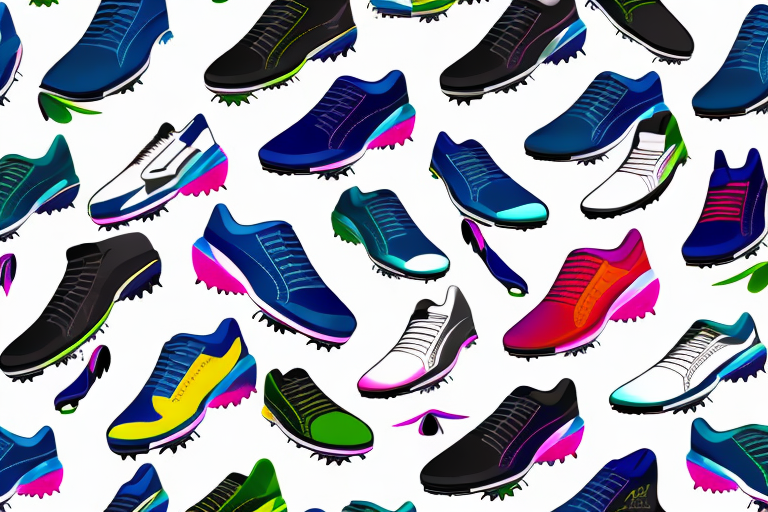 A variety of colorful golf shoes