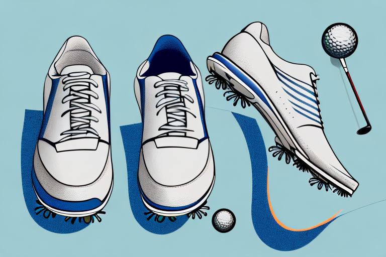 A pair of golf shoes with a focus on the cushioning and support features
