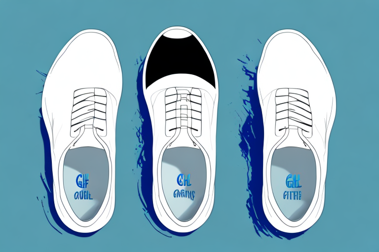 A pair of golf shoes with a focus on the heel area