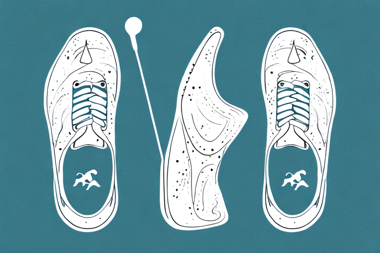 A pair of women's golf shoes with a focus on the metatarsal area