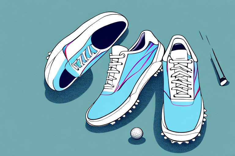 A pair of golf shoes with a waterproof upper and breathable lining
