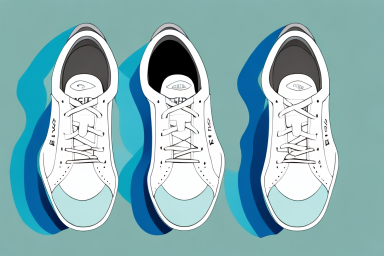 A pair of women's golf shoes with a curved arch support