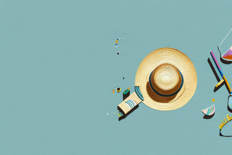 A floppy straw hat in a summer setting