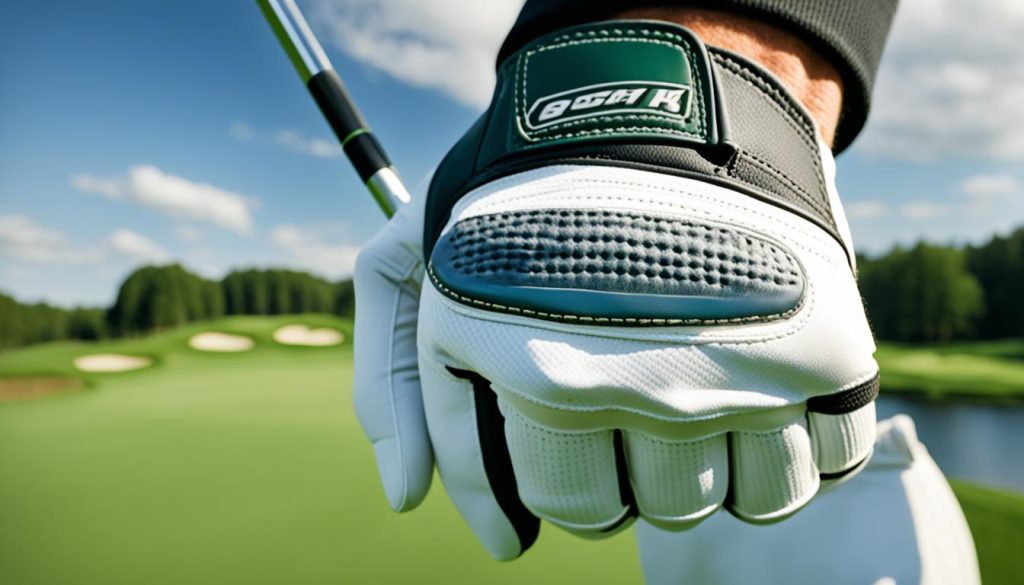 Golfer wearing a glove for improved performance