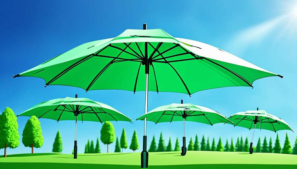 Golf Course Umbrellas with different canopy sizes