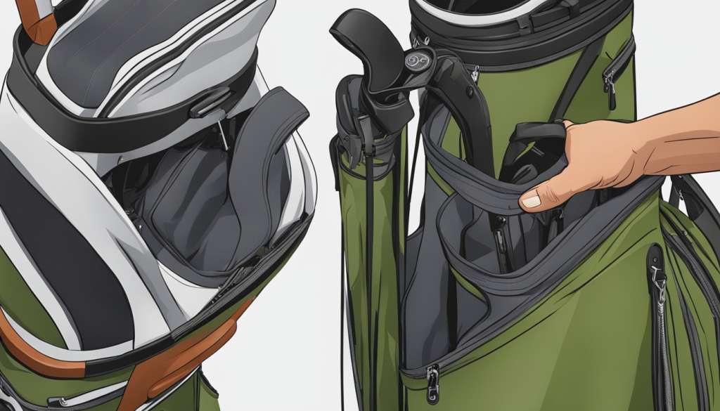 Golf bag rain hood quick-attach mechanism