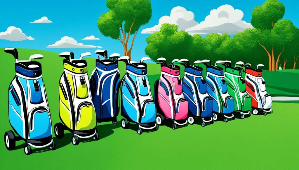 Golf cart bags on a push cart