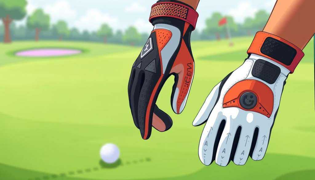 Golf gloves with grip enhancers