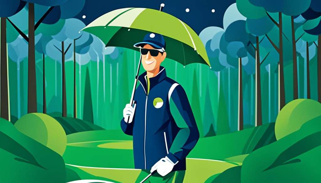 Stylish golf rainwear color coordination